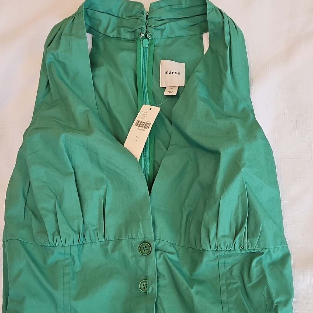 Anthropologie Green Halter Midi Dress - Picture 4 of 8